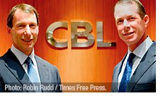Alan Lebovitz, right, was promoted to senior vice president of management for CBL. Mr. Lebovitz and his brother, Stephen, were photographed at the CBL Corporate headquarters on June 26, 2017. Photo by Robin Rudd /Times Free Press.
