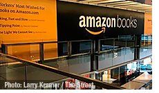 Amazon is always trying to sell you something: Here, it offers some most wished for books by New Yorkers. Amassing big data certainly helps. | Photo: Larry Kramer, The Street| hhttps://www.thestreet.com/story/13954207/1/photos-first-look-at-amazon-s-new-barnes-amp-noble-killer.html