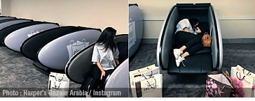 The world’s biggest mall has come up with the ultimate solution for weary shoppers by introducing sleep pods. | Photo: Harper's Bazzar Arabia / Instagram
