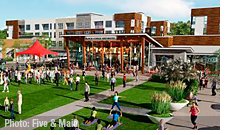 The planned Five & Main development in Commerce Township will include community gathering space in addition to retail stores, restaurants, entertainment venues and apartments. | Photo: Five & Main