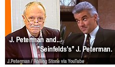 The real-lifer J.Peterman and John O'Hurley's versoion on 'seinfeld'. Photos: J.Peterman.com & Rolling Stone via YouTube