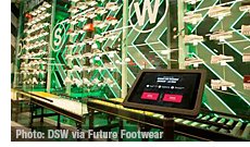 DSW's Shoevator - Essentially a giant shoe vending machine inspired by assembly line-style mechanisms. | Photo: DSW/Future Footwear | https://www.futurefootwear.in/a-shoe-vending-machine-by-dsws-new-las-vegas-store/