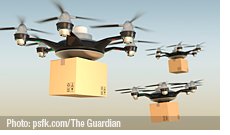 Amazon and others are currently developing the technology to make drone deliveries possible on a commercially viable scale. | Photo: psfk.com - The Guardian | https://www.psfk.com/2015/07/first-drone-delivery-approved-by-us-government-flirtey.html