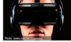 Smart headset ... Samsung’s Gear VR uses a Galaxy Note 4 as a screen. | Photo: news.com.au / Samsung | http://www.news.com.au/technology/gadgets/wearables/review-samsungs-virtual-reality-glasses-gear-vr-are-really-here-but-are-they-really-worth-buying/news-story/8055338addf88802c5ba1b913242c42d