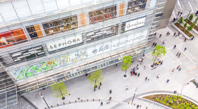 View looking down of Hudson Yards NYC