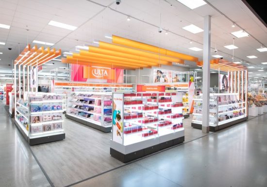 Display of Ulta Beauty inside Target Stores. Store within a store is a key attribute to retail strategy