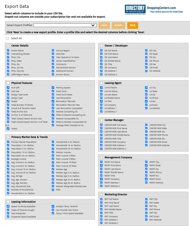 Screenshot of exportable details and anchors from ShoppingCenter.scom (page 1)