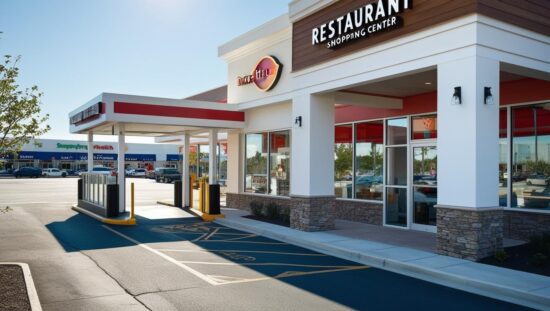 Image of a drive-thru QSR at a shopping center