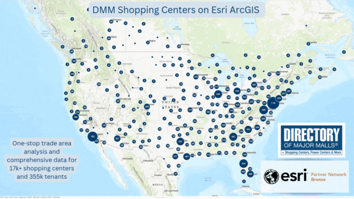 DMM shopping center and tenant data on Esri ArcGIS